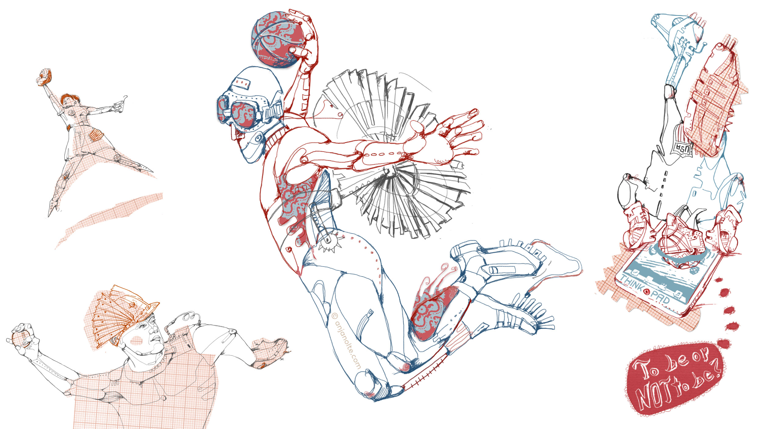 Basketbaler Lebron Air Athletica Illustration Lufthansa Magazin © Anja Nolte www.anjanolte.com