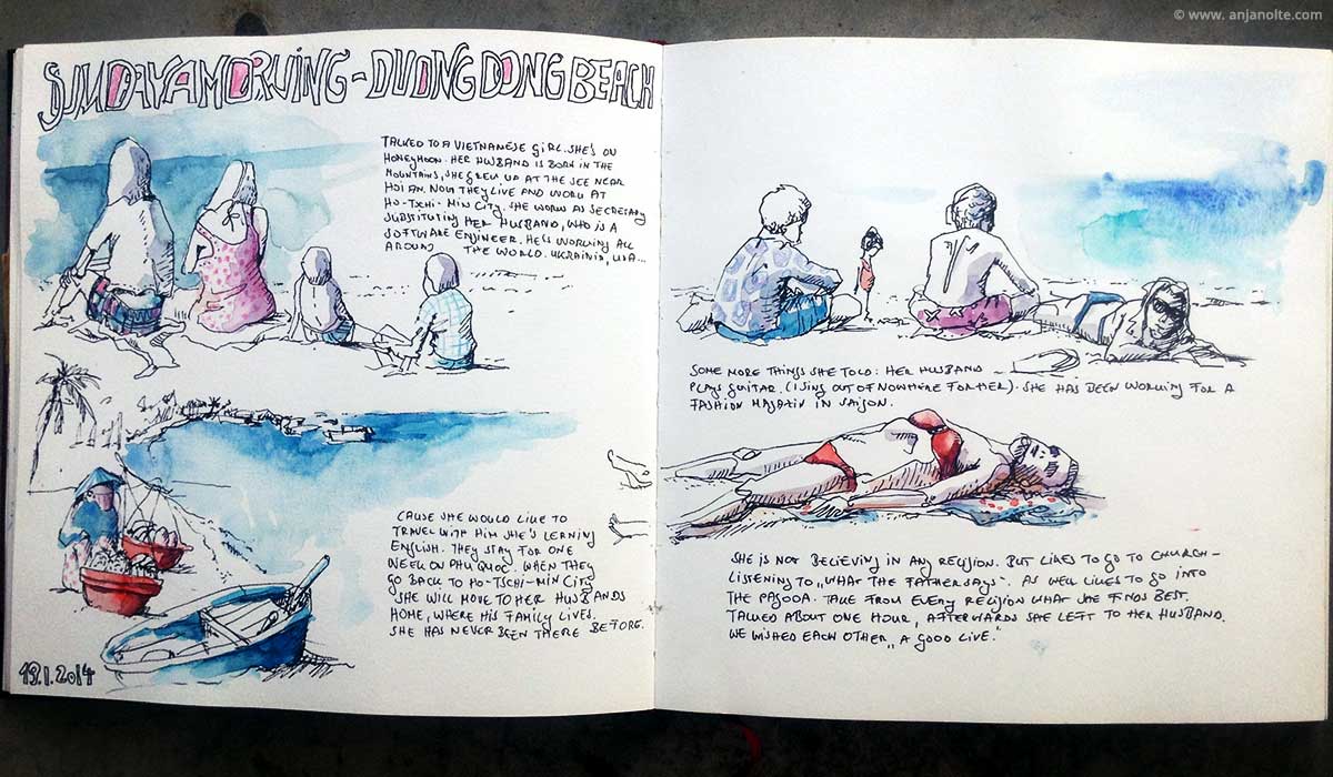 Skizzenbuch Vietnam Duongdong Beach Sketchbook